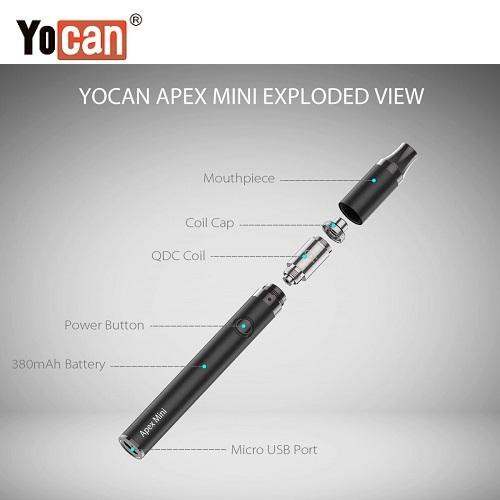 Yocan Apex Mini Variable Voltage Wax Pen Exploded View YocanAmerica Yocan America
